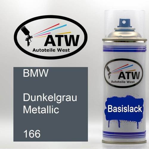 BMW, Dunkelgrau Metallic, 166: 400ml Sprühdose, von ATW Autoteile West.